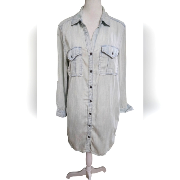PHILOSOPHY Denim Tencel Button Down  Shirt Dress In Light Blue. Size Small - Picture 1 of 14